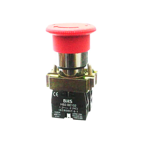 BOTÃO EMERGÊNCIA COGUMELO GIRA-DESTRAVA VERMELHO COPO METAL JNG