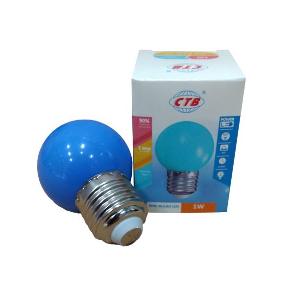 LAMPADA BOLINHA LED 127V 3W AZ E27 CTB BLBP-1W 127V AZ 2563