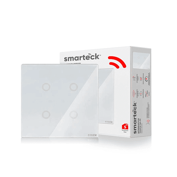 INTERRUPTOR SMARTECK 4X4" 4 MÓDULOS TOUCH BCO SINT4B2