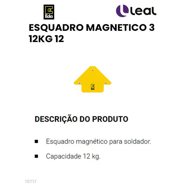 ESQUADRO MAGNETICO 3" 12KG 12" EDA 