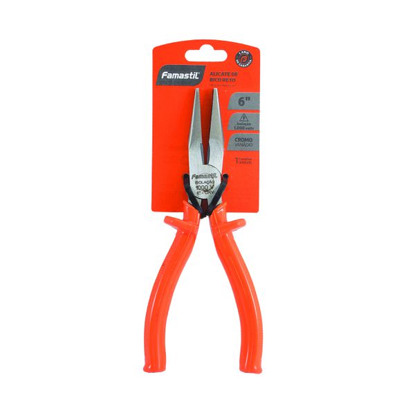 ALICATE DE BICO RETO 6" AÇO CARBONO 1000V FAMASTIL 36.31