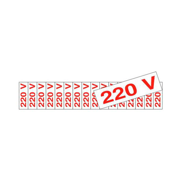 PLACA EM POLIESTILENO 5X25 ETIQUETA VOLTAGEM 220 VOLTS 200AZ