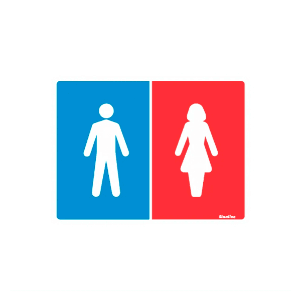 PLACA EM POLIESTILENO 15X20 SANITÁRIO MASCULINP/FEMININO 