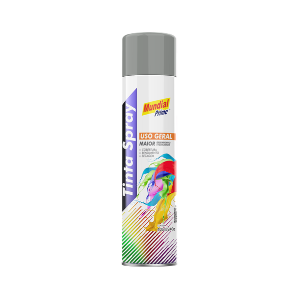 SPRAY USO GERAL CINZA MEDIO 400ML MUNDIAL PRIME 