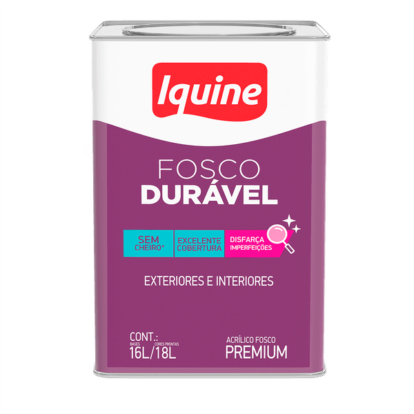 TINTA ACRÍLICA PREMIUM FOSCO DURÁVEL BCO NEVE LATA 18L IQUINE
