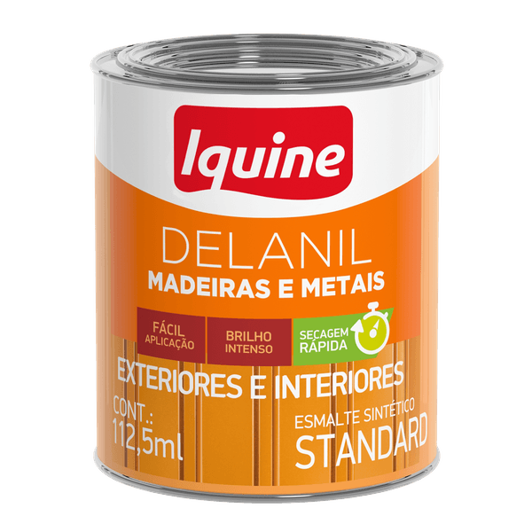 Tinta Esmalte Sintético Brilhante Delanil Madeiras e Metais 112,5ml Branco Neve IQUINE