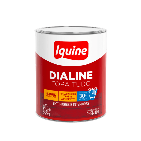 ESMALTE DIALINE TOPA TUDO BASE AGUA ACETINADO BCO NEVE 750ML IQUINE