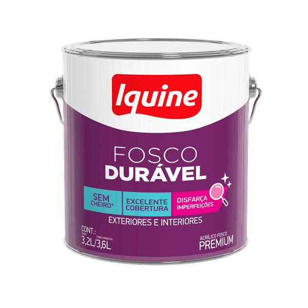 TINTA ACRÍLICA PREMIUM FOSCO DURÁVEL BRANCO GELO LATA 3,6L IQUINE