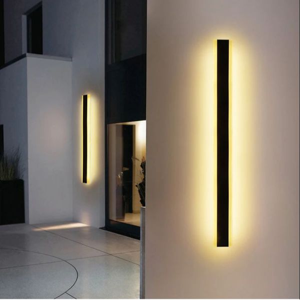 Iluminação Contemporânea para Exteriores: Arandela Linear Kaifan 110v/220v com Luz de Parede em LED Branco Quente (3000K) para Jardins