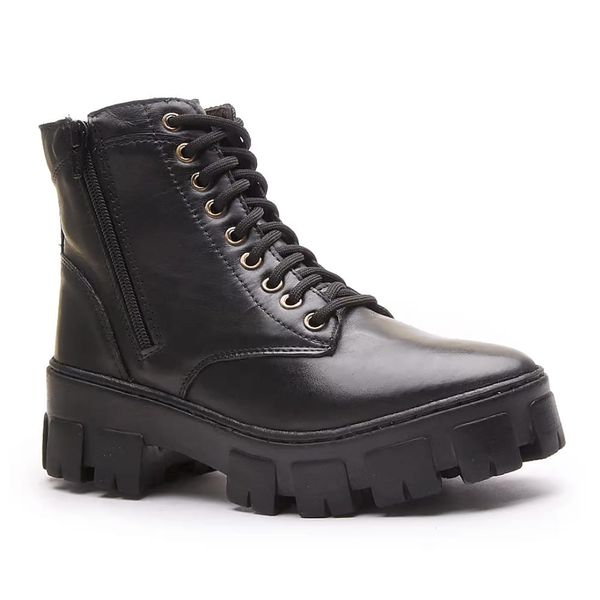 Coturno Bota Feminina Plataforma Camurça Preto 2037 Tradorada Confort Bruna Paula