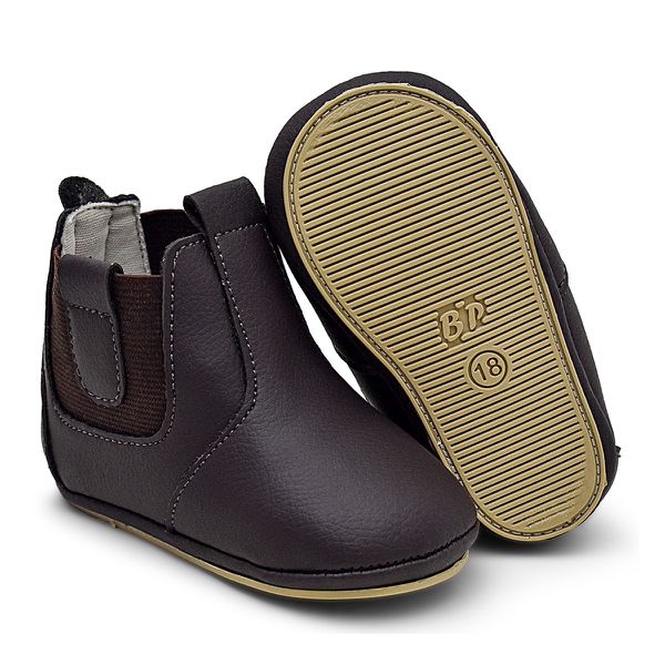 Bota Botinha Bebe Couro Marrom Primeiros Passos Confort