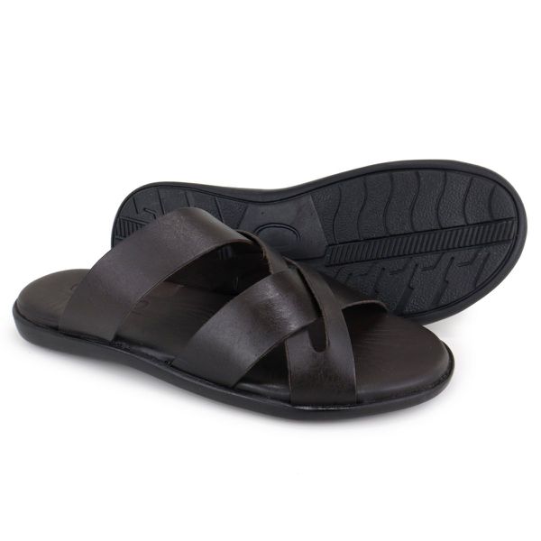 Chinelo Sandália Masculino Couro Marrom Confort Ortopédica Granado