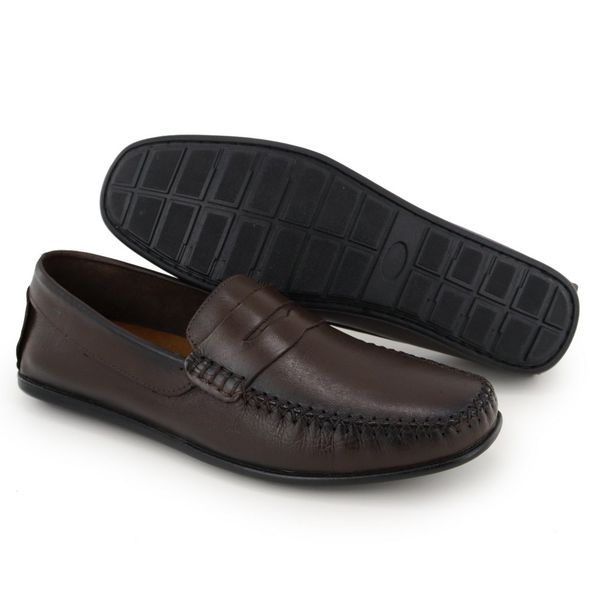 Mocassim Masculino Couro Marrom Ortopédico Conforto Calce Fácil Granado