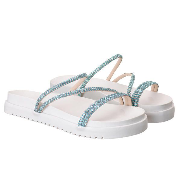 Papete com Brilho Glamouroso Conforto Branco e Azul Moderna Luxo