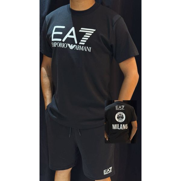 Kit Camiseta + Bermuda EA7 - Preto