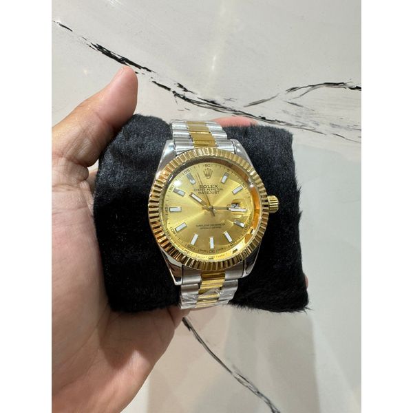Relógio Rolex - Cinza/Dourado