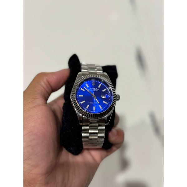 Relógio Rolex - Cinza/Azul