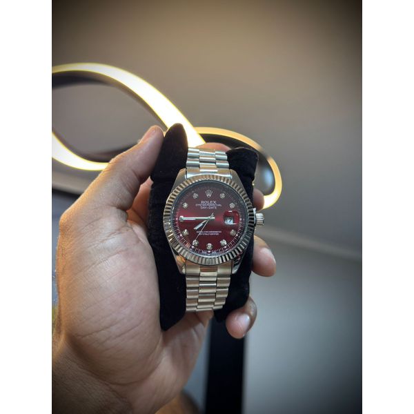 Relógio Rolex - Prata/Vermelho