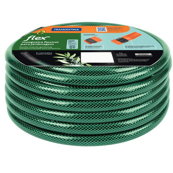 Mangueira Flex Verde em PVC 3 Camadas 15m Com Engate E Esguicho - Tramontina