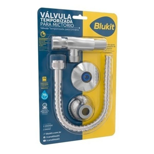 Válvula De Mictório Com Ligação Flexível 30cm Automático Completa - Blukit