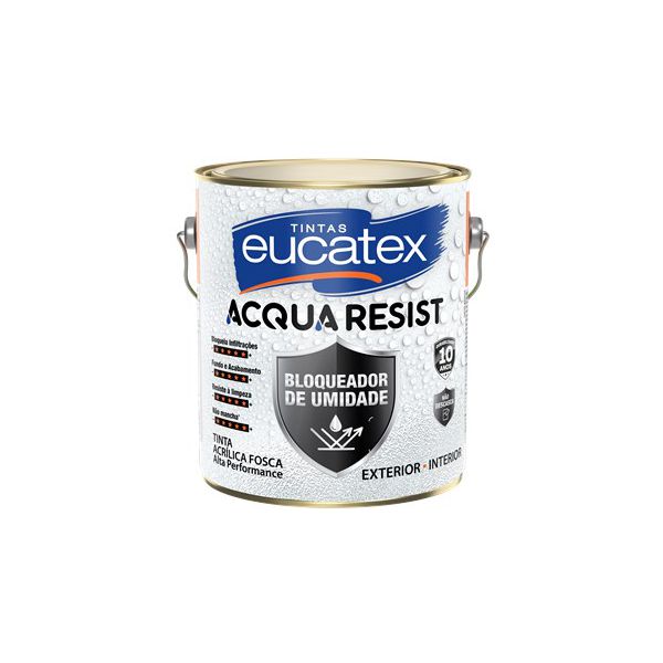 Tinta Acrílica Branco Fosco Acqua Resist 3,6 Litros - EUCATEX