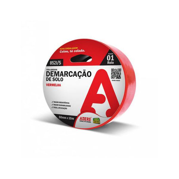 Fita para Demarcaçao Vermelha 50mmx15m Adesiva - Adere