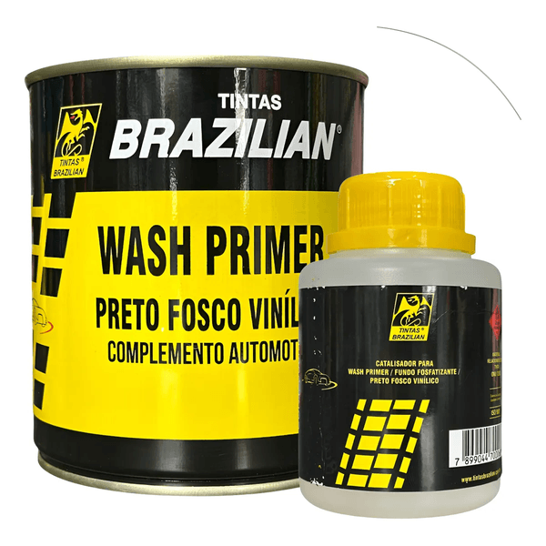 KIT Wash Primer Preto Fosco Vinílico 600ml + Endurecedor 300ml - BRAZILIAN