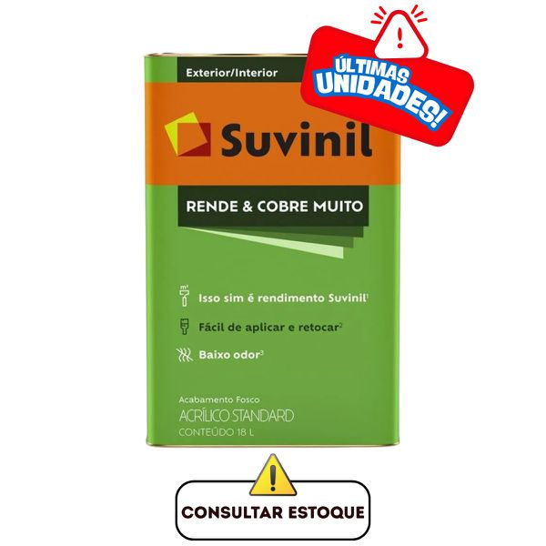 Tinta Acrílica Fosco Amarelo Ouro 18L Rende & Cobre Muito - SUVINIL