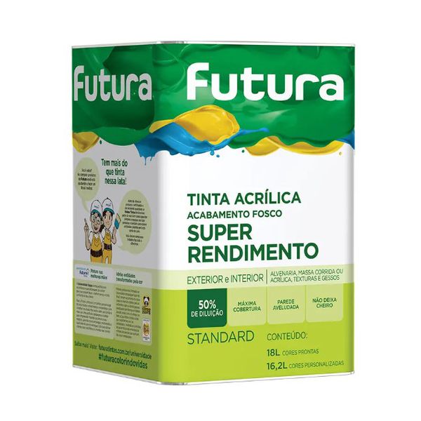 Tinta Acrílica Fosca Standard 18 LITROS - FUTURA - SUPER RENDIMENTO