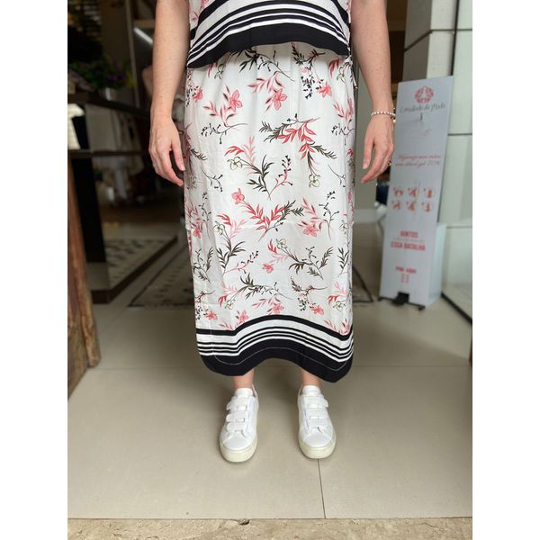 Saia Midi Estampa Jardim Mistico