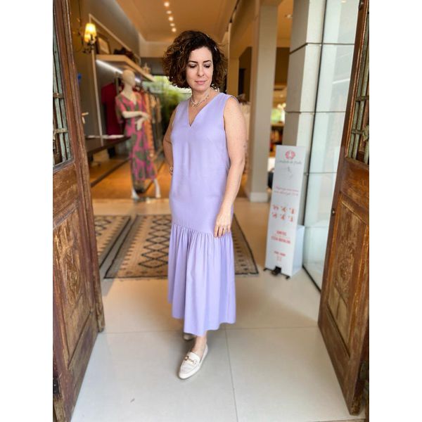 Vestido Longo Franzidos Lilas