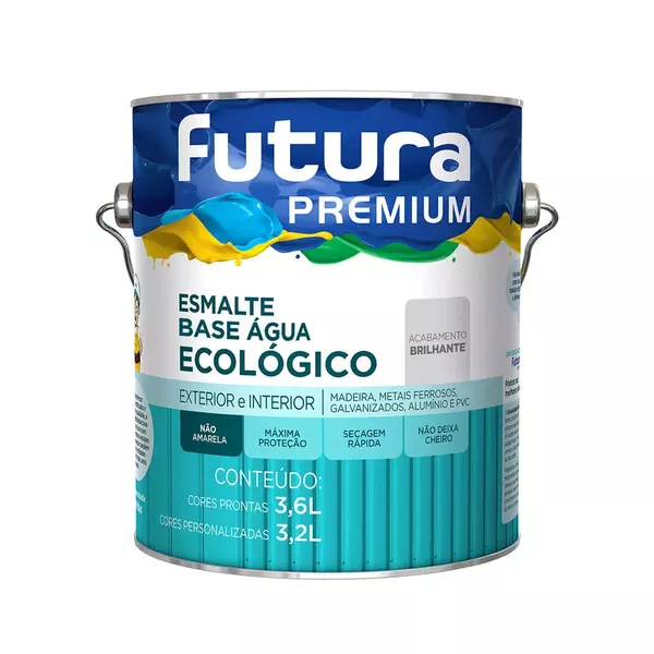 ESMALTE BRILHANTE BRANCO BASE AGUA 3,6L FUTURA