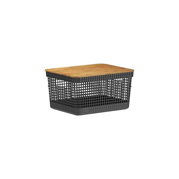 Cesto Organizador Grid 8L Tampa Bambu Pto - Martiplast
