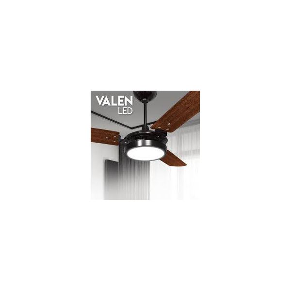 VENTILADOR DE TETO VALEN COM LED 6000K PRETO COM MOGNO 127V VENTEX
