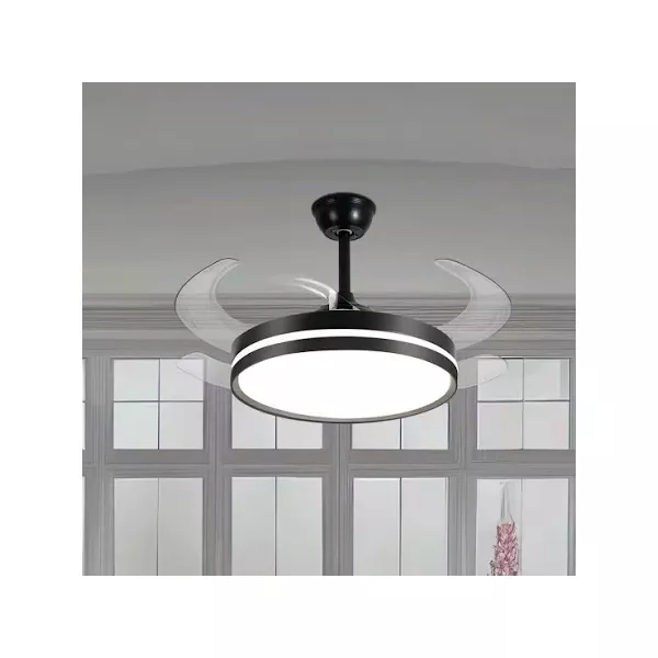 VENTILADOR PÁS RETRATEIS COM CONTROLE REMOTO E LED 3000/4000/6000K PRETO ISIS SPOTLINE