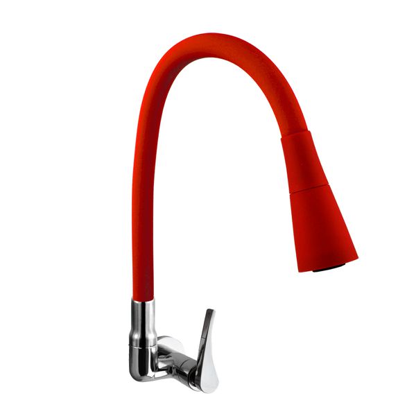 Torneira Para Cozinha de Parede Bica Móvel 168 C58 Red Duo Jet-Kimetais