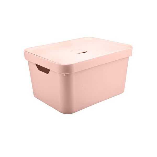 Caixa Organizadora Cube G 32 Litros Rosa Com Tampa Martiplast