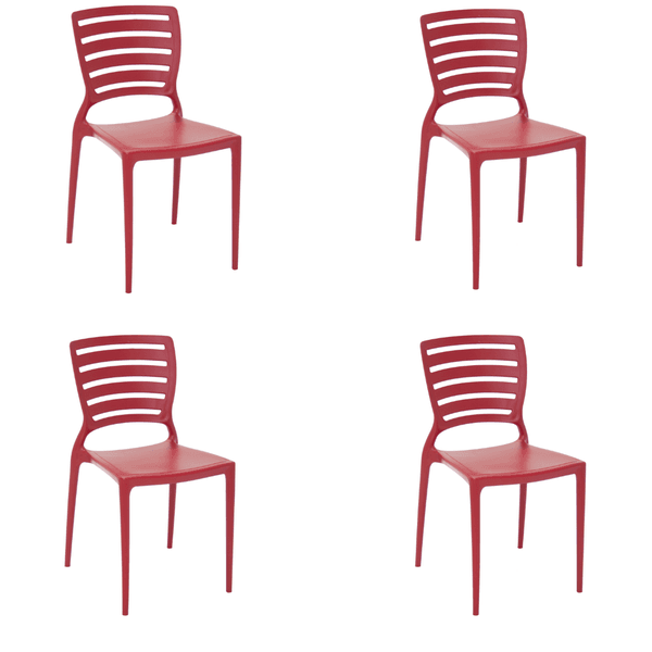 Kit 04 UN. Cadeira Sofia Encosto Horizontal Vermelho Tramontina