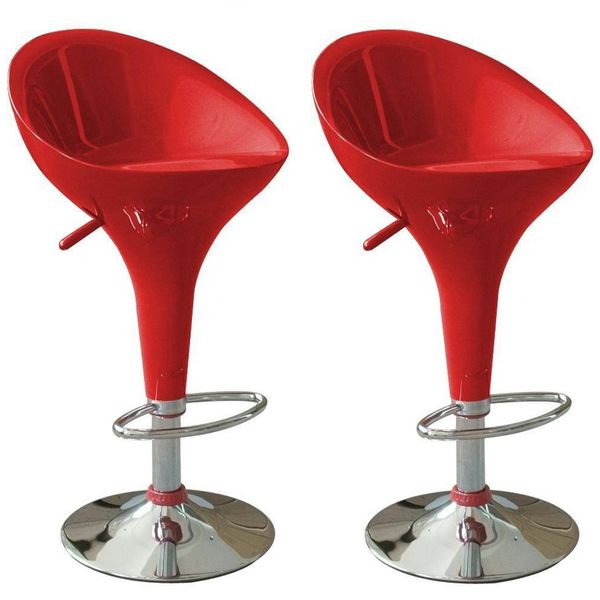 KIT 2 BANQUETA LOTUS COM ENCOSTO VERMELHA-MOR