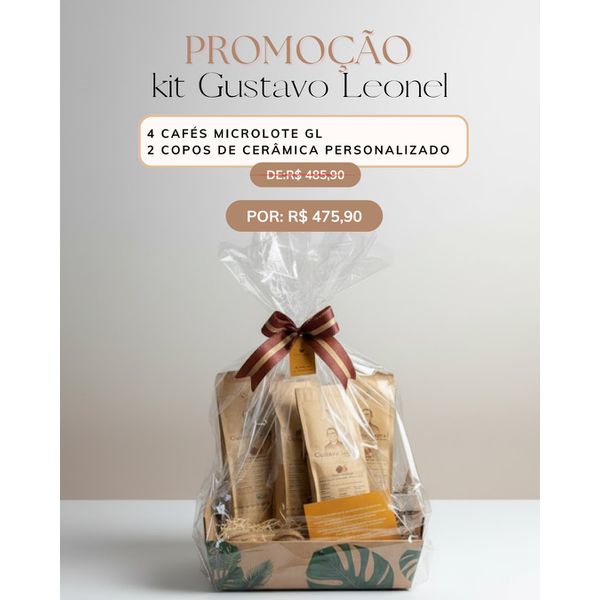  KIT PROMOCIONAL MICROLOTE GUSTAVO LEONEL CAFÉS ESPECIAIS 4 CAFÉS MOIDO + 2 COPOS EM CERÂMICA KIT PROMOCIONAL MICROLOTE GUSTAVO LEONEL CAFÉS ESPECIAIS 4 CAFÉS EM GRÃOS + 2 COPOS EM CERÂMICA