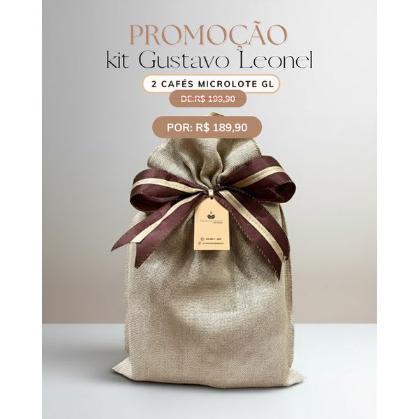 KIT PROMOCIONAL MICROLOTE GUSTAVO LEONEL CAFÉS ESPECIAIS 2 CAFÉS MOIDO 