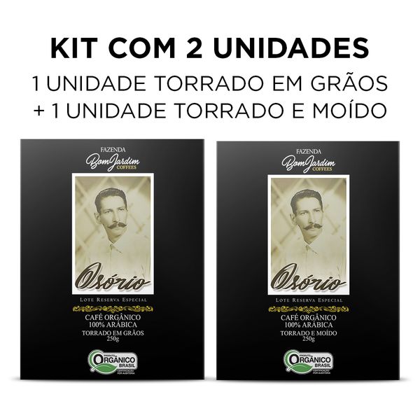 Osório - LOTE RESERVA ESPECIAL - Kit 2 Unidades sendo 1 unidade Torrado e Moído + 1 unidade Torrado em Grãos - 250g