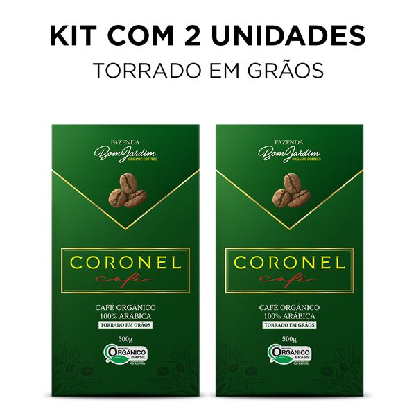 Kit 2 Unidades Coronel Café Orgânico Torrado em Grãos - 500g