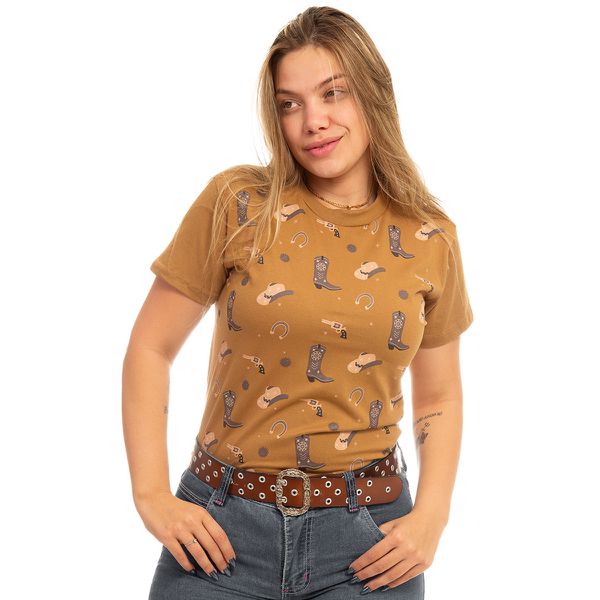 Camiseta Feminina Country Classic Marrom