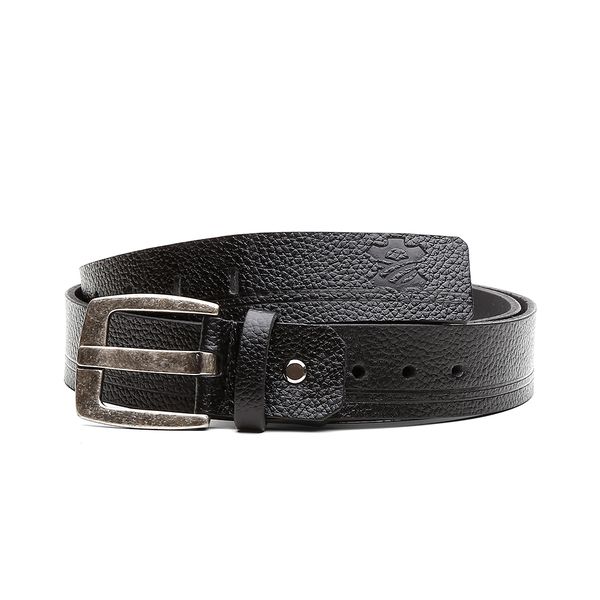 Cinto 40 mm Soleta de Couro Preto - Fivela Envelhecida