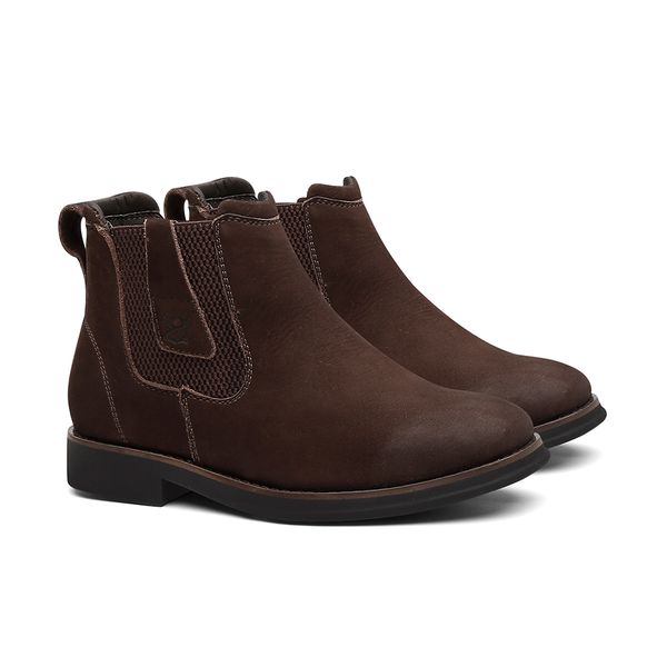 Botina Conforto Bufalado Chocolate Elástico Gota - Linha Terra Nova