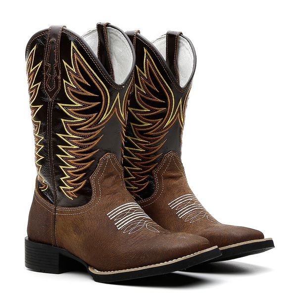 Bota Texana Feminina Bordado 727 Pêlo Pinhão/Splash Café