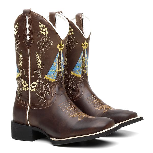 Bota Texana Feminina Bordado NS Aparecida Crazy Horse Café