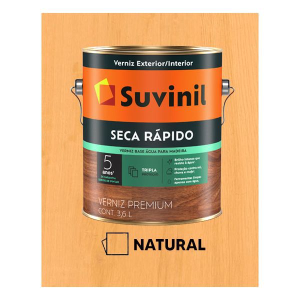 VERNIZ SECA RAPIDO BASE AGUA NATURAL 3.24 GL SUVINIL