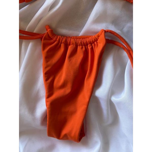 Calcinha Cortininha Amarração Laranja